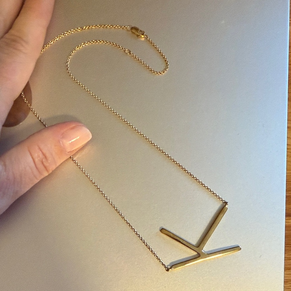Quince Gold Vermeil Sideways Letter Necklace “K”